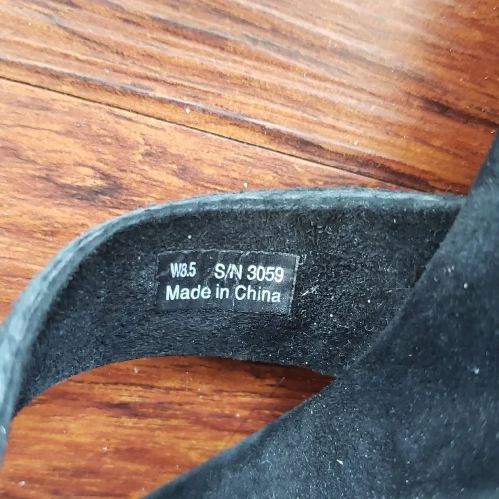 UGG Black Suede Wedge Sandals Size 8.5